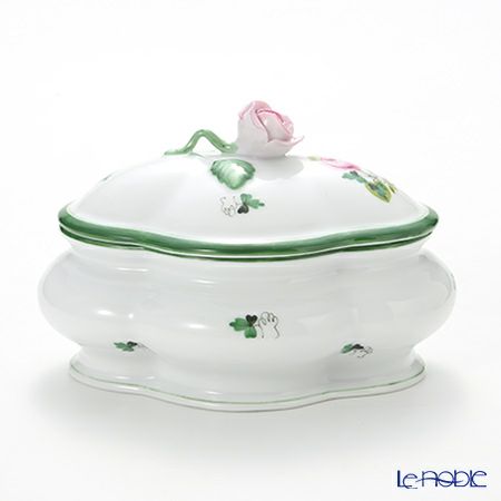 ヘレンド ウィーンのバラ 06058-0-09 ボンボン入れ オーバルボックス（ローズ） 14cm