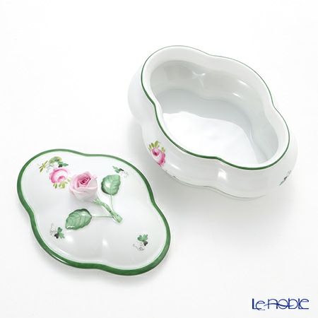 ヘレンド ウィーンのバラ 06058-0-09 ボンボン入れ オーバルボックス（ローズ） 14cm