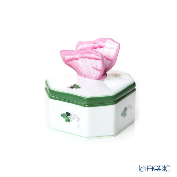 ヘレンド ウィーンのバラ オクタゴナルボックス チョウ ピンク 06105-0-17