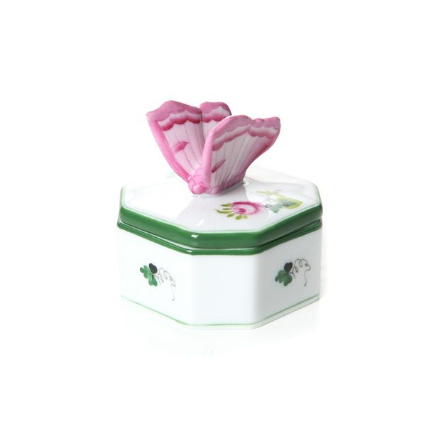 ヘレンド ウィーンのバラ オクタゴナルボックス チョウ ピンク 06105-0-17