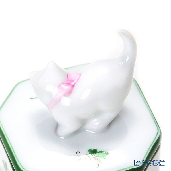 ヘレンド ウィーンのバラ オクタゴナルボックス ネコ 4.8cm 06105-0-26