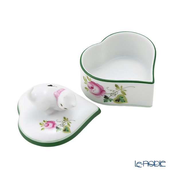 ヘレンド ウィーンのバラ 06111-0-26 ハートボックス（ネコ）