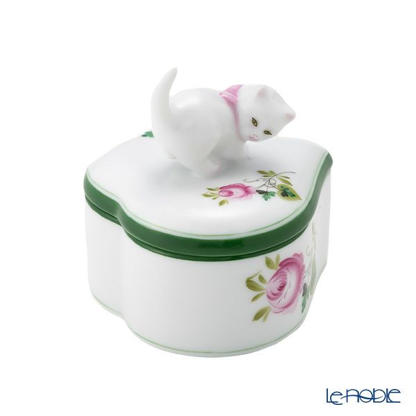 ヘレンド ウィーンのバラ 06111-0-26 ハートボックス（ネコ）