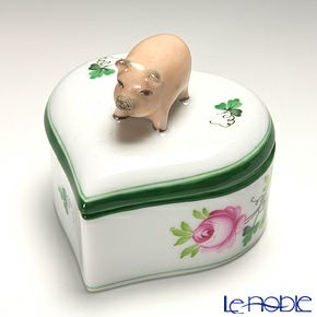 ヘレンド ウィーンのバラ 06111-0-72 ハートボックス（ブタ）