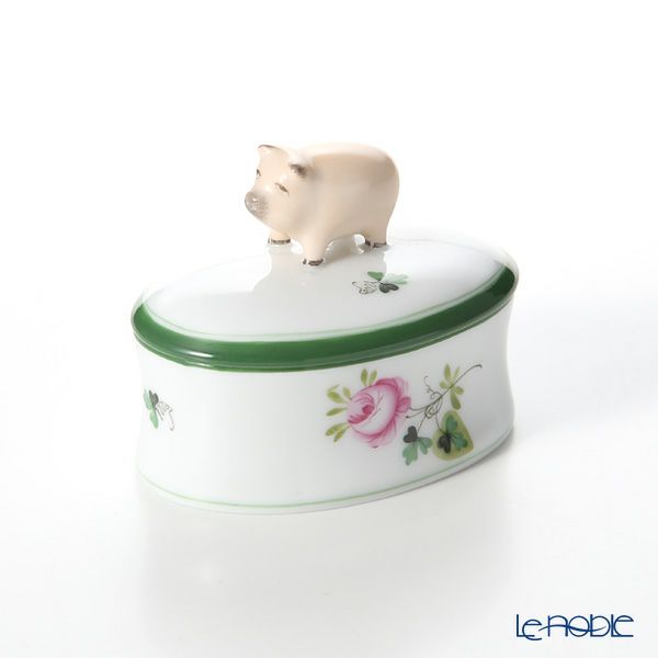 ヘレンド ウィーンのバラ 06114-0-72 オーバルボックス（ブタ）