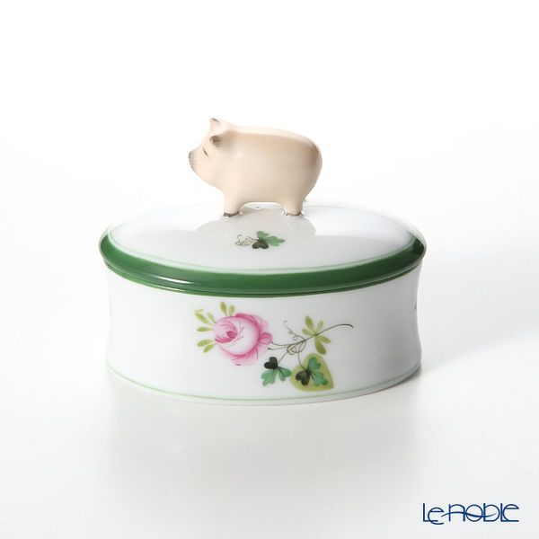 ヘレンド ウィーンのバラ 06114-0-72 オーバルボックス（ブタ）