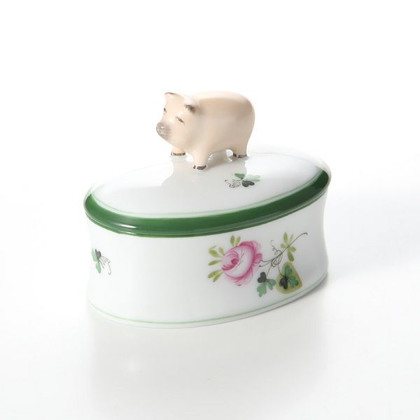 ヘレンド ウィーンのバラ 06114-0-72 オーバルボックス（ブタ）