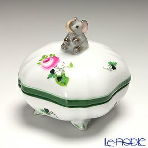 ヘレンド ウィーンのバラ 06179-0-70 スクエアボックス（ゾウ） 7.3cm