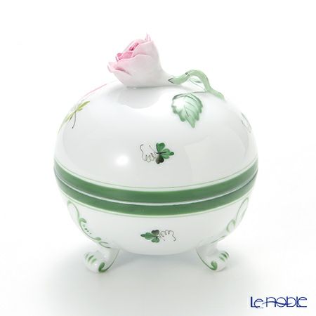 ヘレンド ウィーンのバラ 06183-0-09 脚付ラウンドボックス（ローズ） 7cm