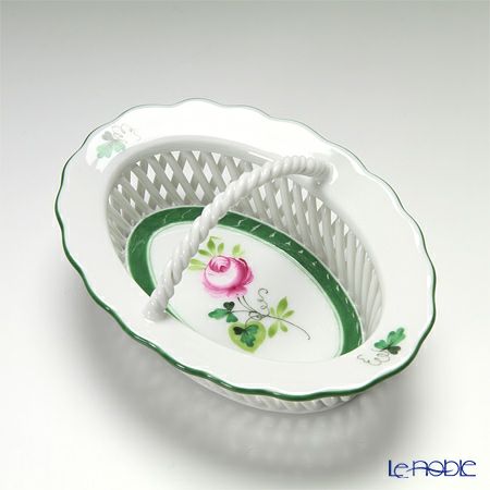 ヘレンド ウィーンのバラ 07382-0-00 バスケット（ハンドル付） 9.8cm