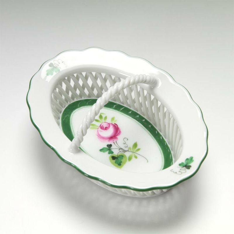 ヘレンド ウィーンのバラ 07382-0-00 バスケット（ハンドル付） 9.8cm