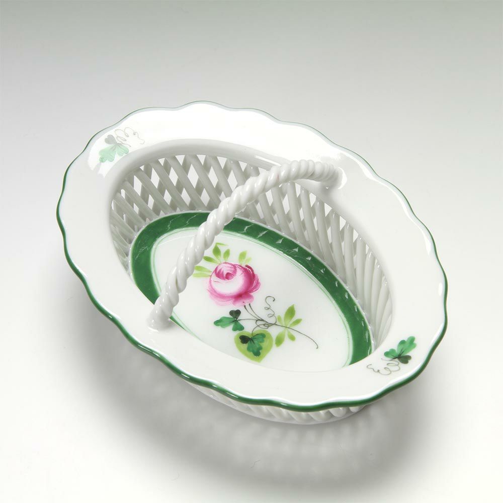 ヘレンド ウィーンのバラ 07382-0-00 バスケット（ハンドル付） 9.8cm