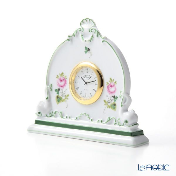 ヘレンド ウィーンのバラ 08083-0-00 テーブルクロック 12.5cm