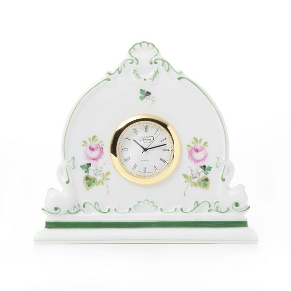 ヘレンド ウィーンのバラ 08083-0-00 テーブルクロック 12.5cm