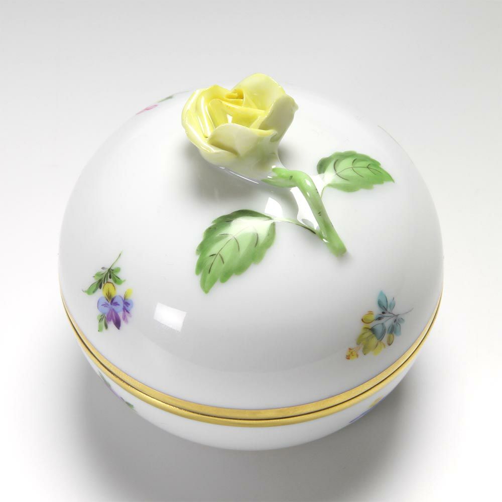 ヘレンド ミルフルール MF 06033-0-00／6153 ラウンドボックス（ローズ）