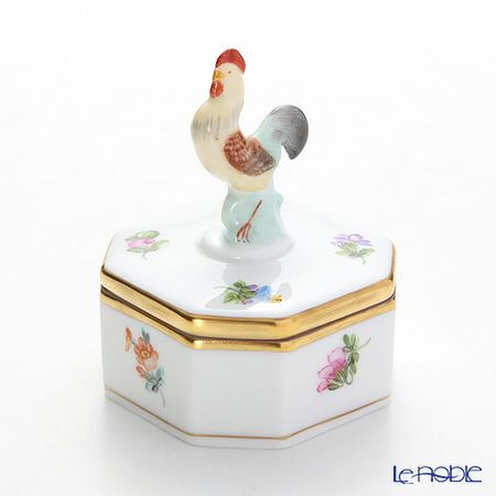 ヘレンド ミルフルール MF 06105-0-16 オクタゴナルボックス（ニワトリ） 4.8cm