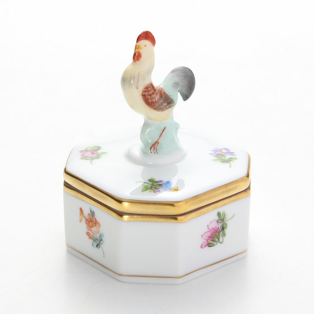 ヘレンド ミルフルール MF 06105-0-16 オクタゴナルボックス（ニワトリ） 4.8cm