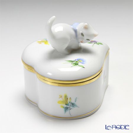 ヘレンド ミルフルール MF 06111-0-26／6111 ハートボックス（ネコ）