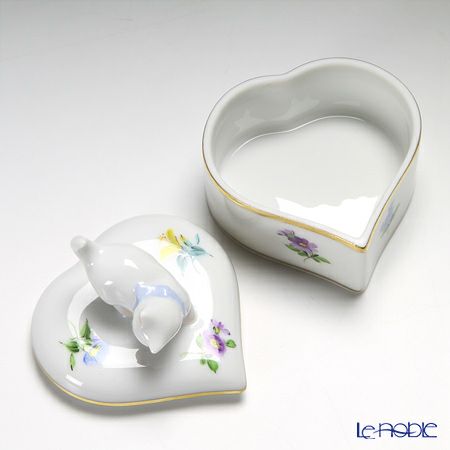 ヘレンド ミルフルール MF 06111-0-26／6111 ハートボックス（ネコ）