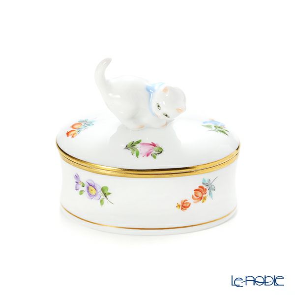 ヘレンド ミルフルール MF 06114-0-26 オーバルボックス（ネコ）