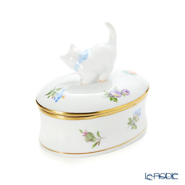 ヘレンド ミルフルール MF 06114-0-26 オーバルボックス（ネコ）