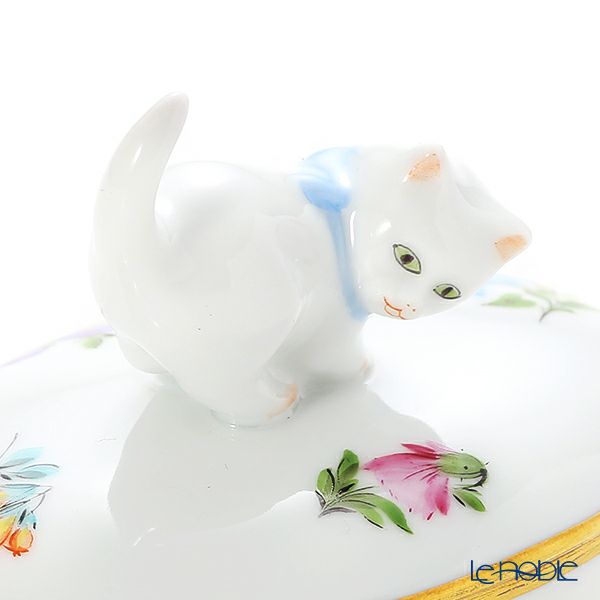 ヘレンド ミルフルール MF 06114-0-26 オーバルボックス（ネコ）