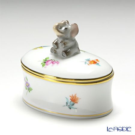 ヘレンド ミルフルール MF 06114-0-70 オーバルボックス（ゾウ）