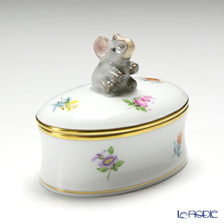 ヘレンド ミルフルール MF 06114-0-70 オーバルボックス（ゾウ）