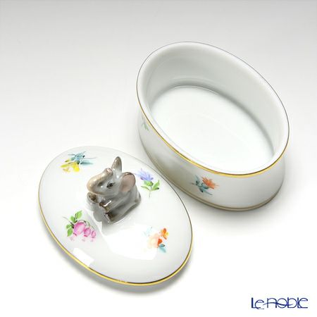 ヘレンド ミルフルール MF 06114-0-70 オーバルボックス（ゾウ）