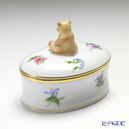 ヘレンド ミルフルール MF 06114-0-71 オーバルボックス（クマ）