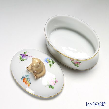 ヘレンド ミルフルール MF 06114-0-71 オーバルボックス（クマ）