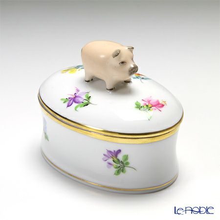 ヘレンド ミルフルール MF 06114-0-72 オーバルボックス（ブタ）