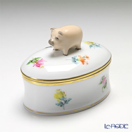 ヘレンド ミルフルール MF 06114-0-72 オーバルボックス（ブタ）