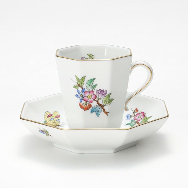 ヘレンド ヴィクトリア・プレーン VA 04307-0-00 モカカップ＆ソーサー（オクタゴナル）