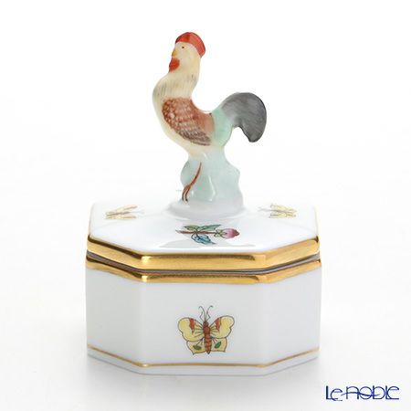 ヘレンド ヴィクトリア・プレーン VA 06105-0-16 オクタゴナルボックス（ニワトリ） 4.8cm