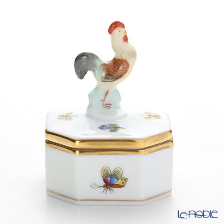 ヘレンド ヴィクトリア・プレーン VA 06105-0-16 オクタゴナルボックス（ニワトリ） 4.8cm