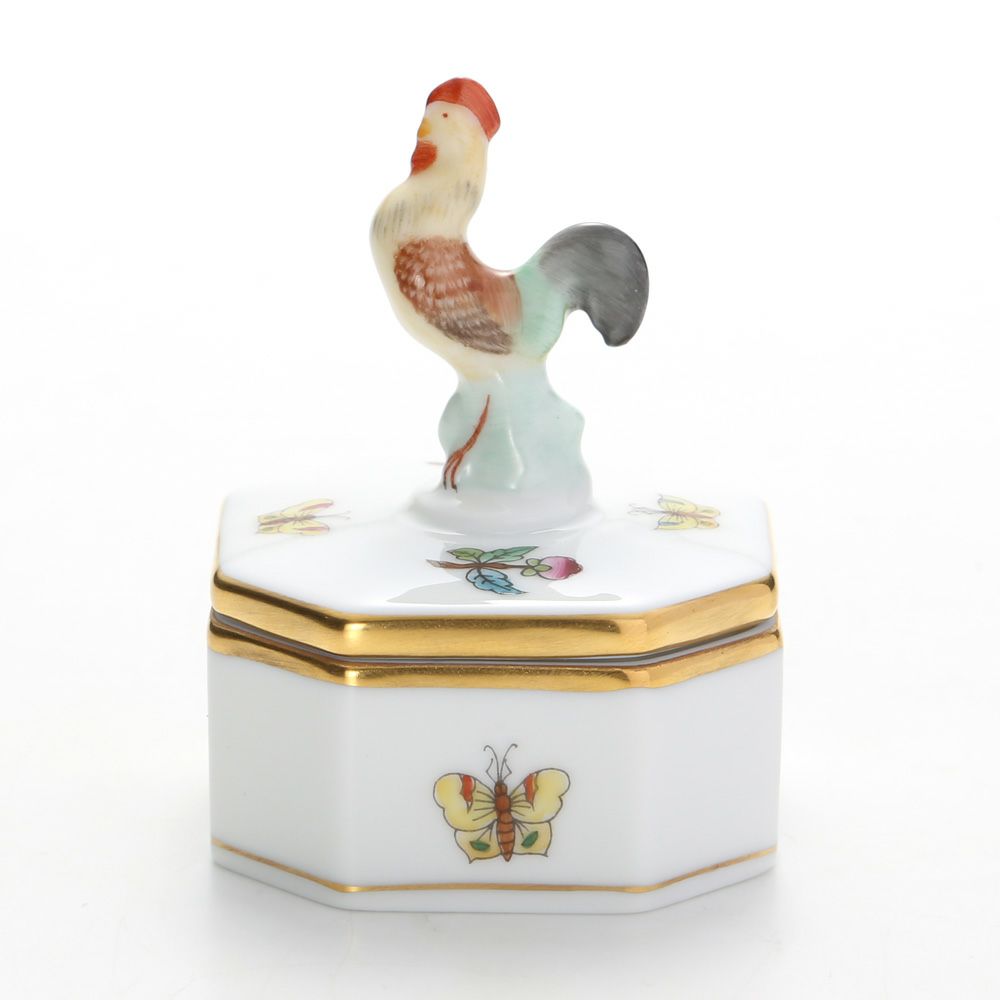 ヘレンド ヴィクトリア・プレーン VA 06105-0-16 オクタゴナルボックス（ニワトリ） 4.8cm