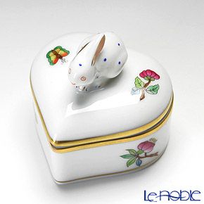 ヘレンド ヴィクトリア・プレーン VA 06112-0-25／6112 ハートボックス（ウサギ）