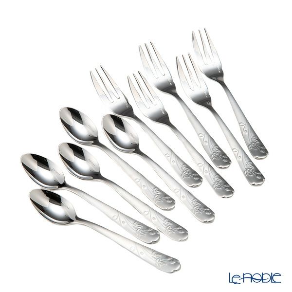 ミントン ヴィクトリアストロベリーホワイト VS203 ティースプーン・フォーク 10本セット 【収納袋付】