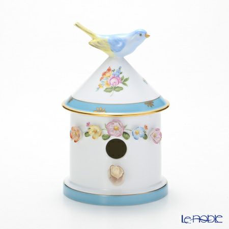 ヘレンド ローズチューリップ ブルー RTFB 06067-0-91 バードハウスボックス 19cm 1ライン