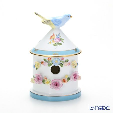 ヘレンド ローズチューリップ ブルー RTFB 06067-0-92 バードハウスボックス 19cm 2ライン