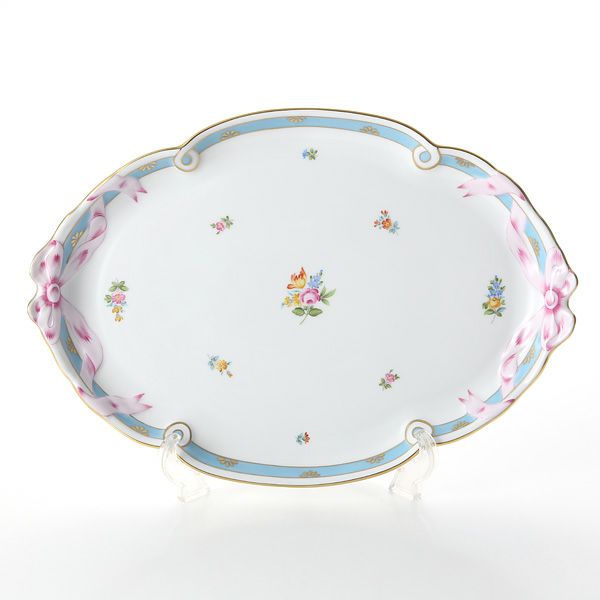 ヘレンド ローズチューリップ ブルー RTFB 20400-0-00 パーティートレイ 38cm