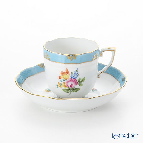 ヘレンド ローズチューリップ ブルー RTFB 20707-0-00 モカカップ＆ソーサー 150ml