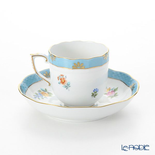 ヘレンド ローズチューリップ ブルー RTFB 20707-0-00 モカカップ＆ソーサー 150ml