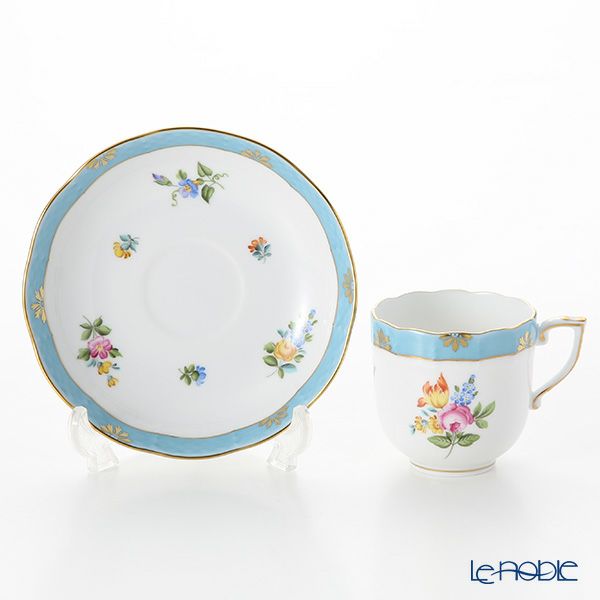 ヘレンド ローズチューリップ ブルー RTFB 20707-0-00 モカカップ＆ソーサー 150ml
