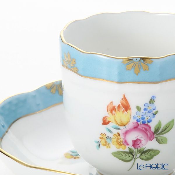 ヘレンド ローズチューリップ ブルー RTFB 20707-0-00 モカカップ＆ソーサー 150ml