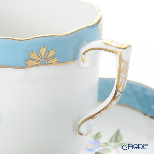 ヘレンド ローズチューリップ ブルー RTFB 20707-0-00 モカカップ＆ソーサー 150ml