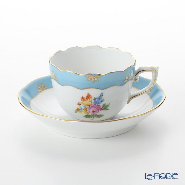 ヘレンド ローズチューリップ ブルー RTFB 20711-0-00 モカカップ＆ソーサー 100ml