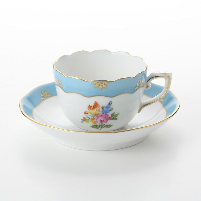 ヘレンド ローズチューリップ ブルー RTFB 20711-0-00 モカカップ＆ソーサー 100ml