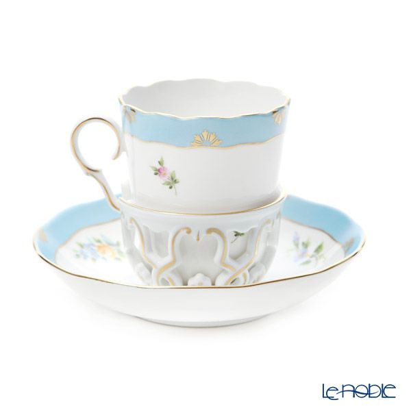 ヘレンド ローズチューリップブルー RTFB チョコレートカップ＆ソーサー 00713-0-00